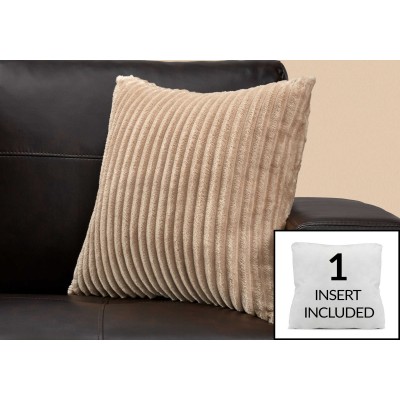 Coussin style cotelee ultra doux beige