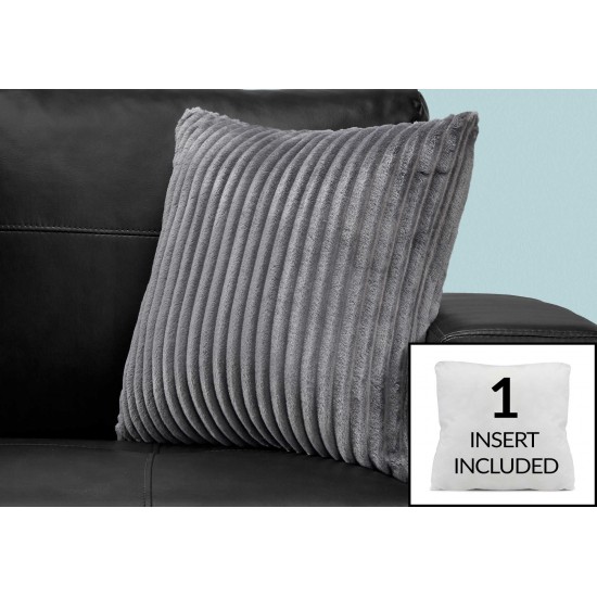 Coussin style cotelee ultra doux gris