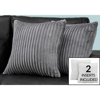 Coussins style cotelee ultra doux gris
