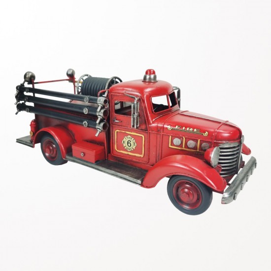 Camion de pompiers rouge n°6 entièrement chargé Métal