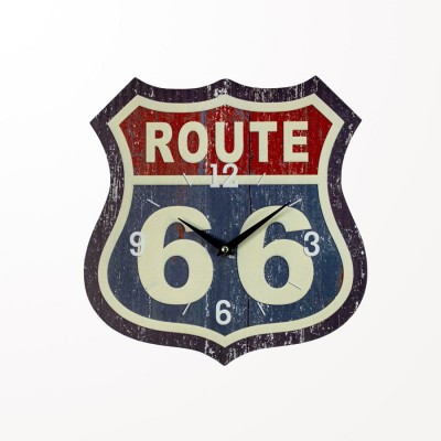 Route 66 horloge murale bleu blanc rouge