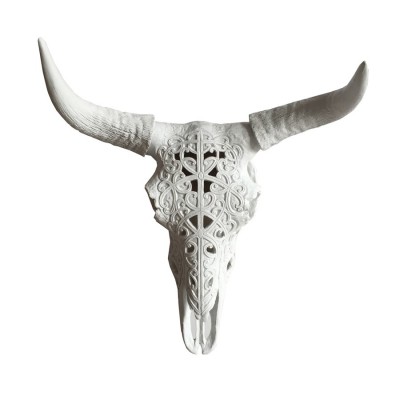 Crâne de taureau sculpté tribal