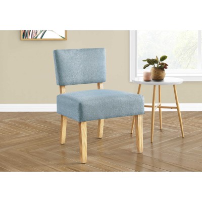 Chaise d'appoint bleu pale pattes en bois naturel