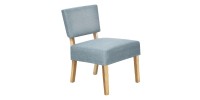 Chaise d'appoint bleu pale pattes en bois naturel
