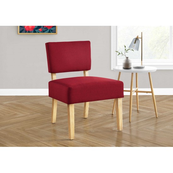 Chaise d'appoint tissu rouge pattes en bois naturel