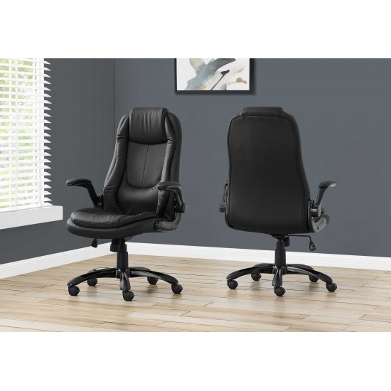 Chaise de bureau noir simili cuir avec appui-tête dossier exécutif