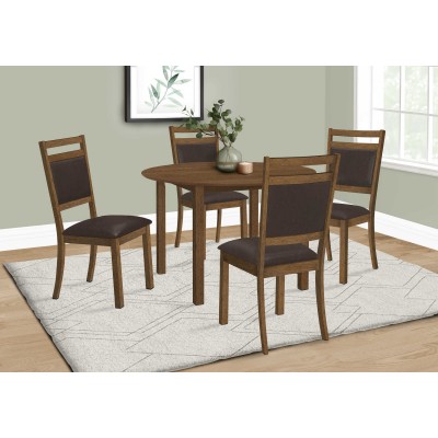 Ensemble de table de cuisine 48 pouces de diamètre Noyer brun et 4 chaises