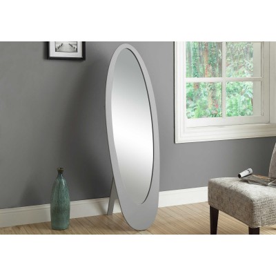 Miroir 59 pouces hauteur gris ovale contemporain sur pieds