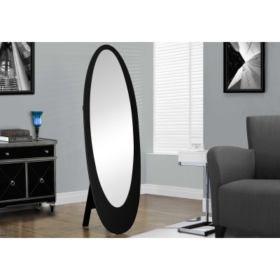 Miroir 59 pouces hauteur noir ovale contemporain sur pieds