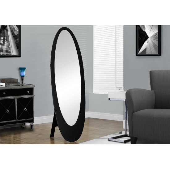 Miroir 59 pouces hauteur noir ovale contemporain sur pieds