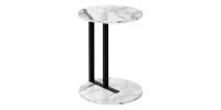 Table d'appoint 24 pouces hauteur faux marbre blanc métal noir