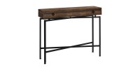 Table d'appoint 42 pouces largeur faux bois brun console noir