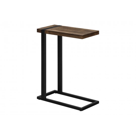 Table d'appoint faux bois brun métal noir
