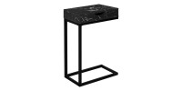 Table d'appoint marbre noir métal noir et tiroir