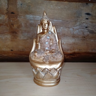 Bouddha deux mains jointes or et gris