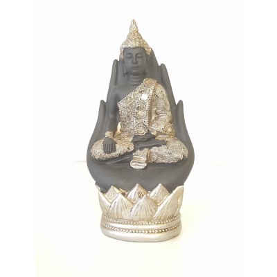 Bouddha deux mains jointes noir et gris