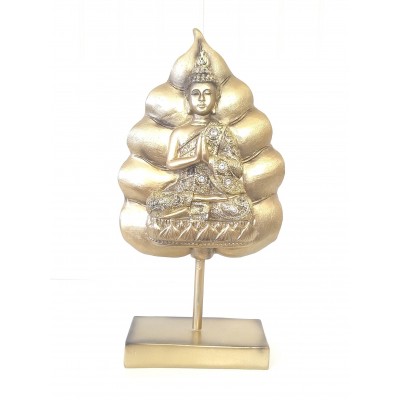 Bouddha prieur offrande sur feuille or