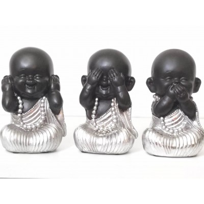 Ensemble de 3 bébé moines gris noir