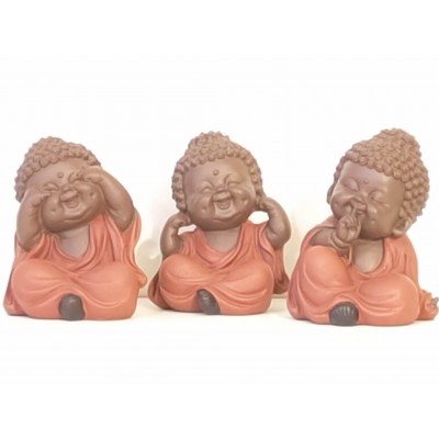 Ensemble de 3 bouddha terracotta 