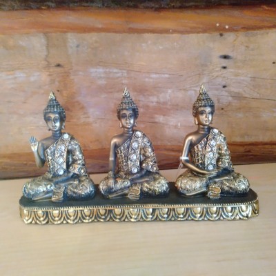 Ensemble de 3 bouddha sur base or