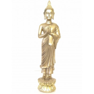 Grand bouddha debout prieur or