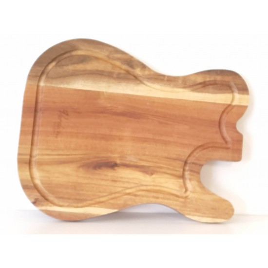 Planche de service en bois d'acacia pour cuisine en forme guitare